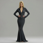 Ribbed Knit Zip Front Flare Hem Midi Dress